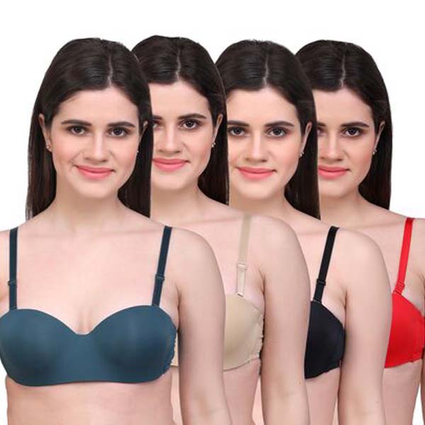 4 Pack demi cup padded underwired push up bra Snazzyway