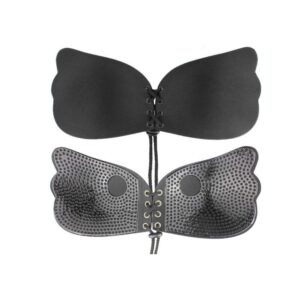 Black Solid Non Wired Lightly Padded Stick On Push Up Bra2