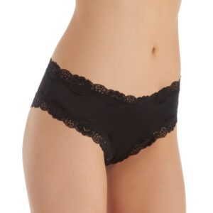 Black microfiber lace cheeky panty underwear Snazzyway India