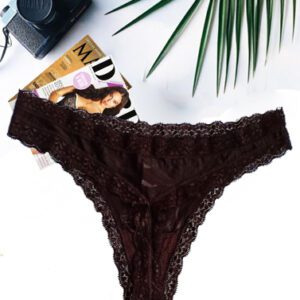 George Flirty Lace Accented Black Thong