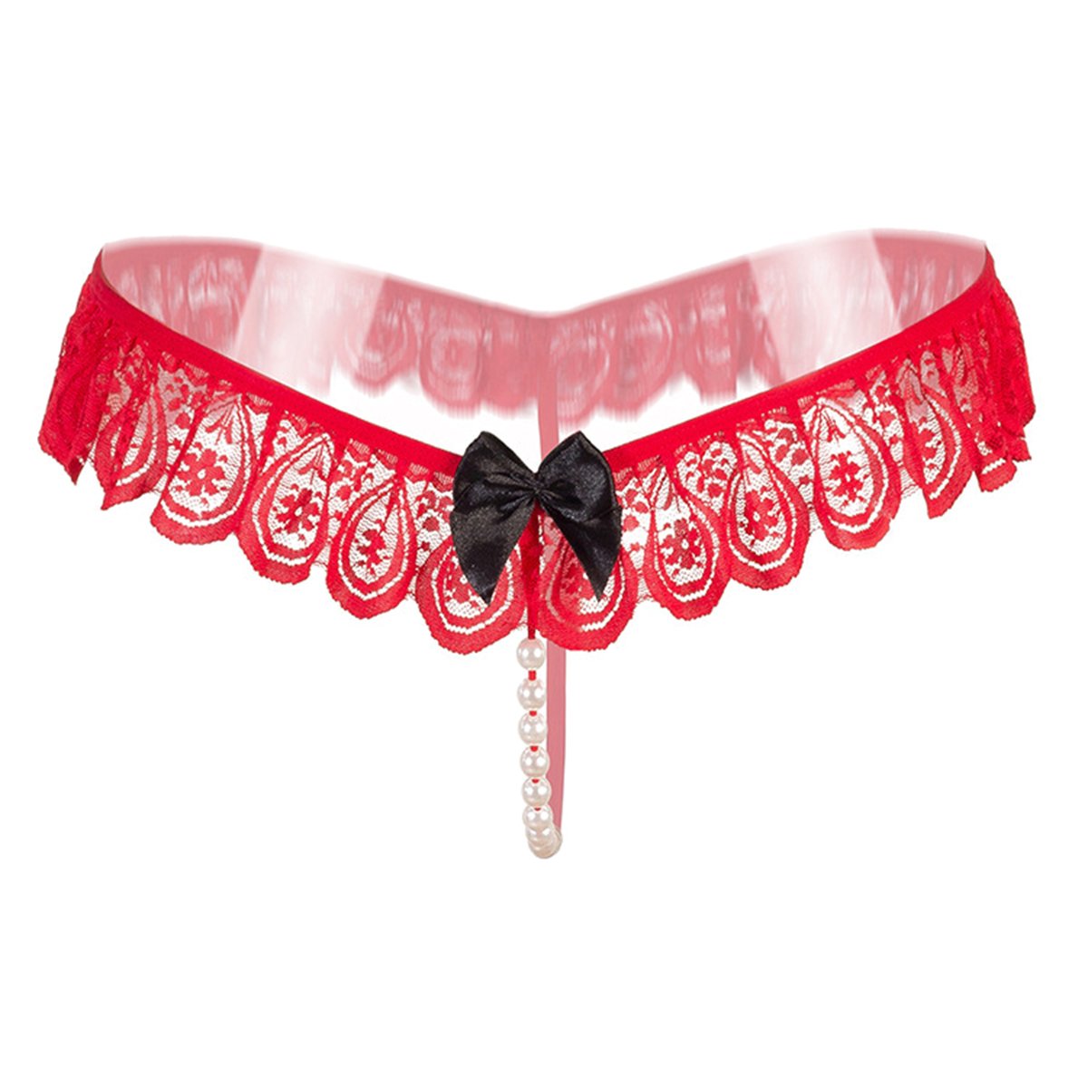 Women Sexy Red Crotchless Pearl Erotic Panty - EPN-04556 - Dress Sexy