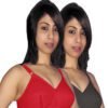 Red Black Cotton T Shirt Bra Pk Of 2