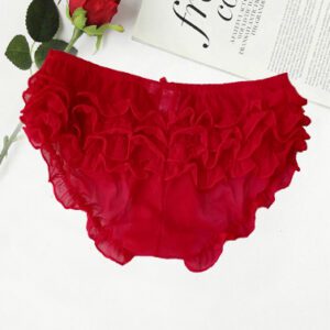 Romantic Red Ruffle Purple Galloon Lace 2 Hipster Panties 3