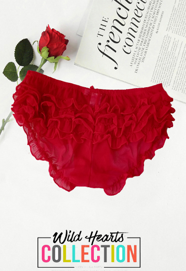 Romantic Red Ruffle Purple Galloon Lace 2 Hipster Panties 3