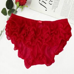 Romantic Red Ruffle Purple Galloon Lace 2 Hipster Panties 4