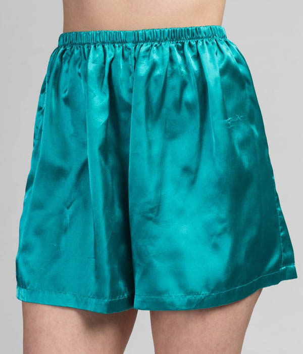 Turquoise Satin High Rise Lounge Shorts 1 1