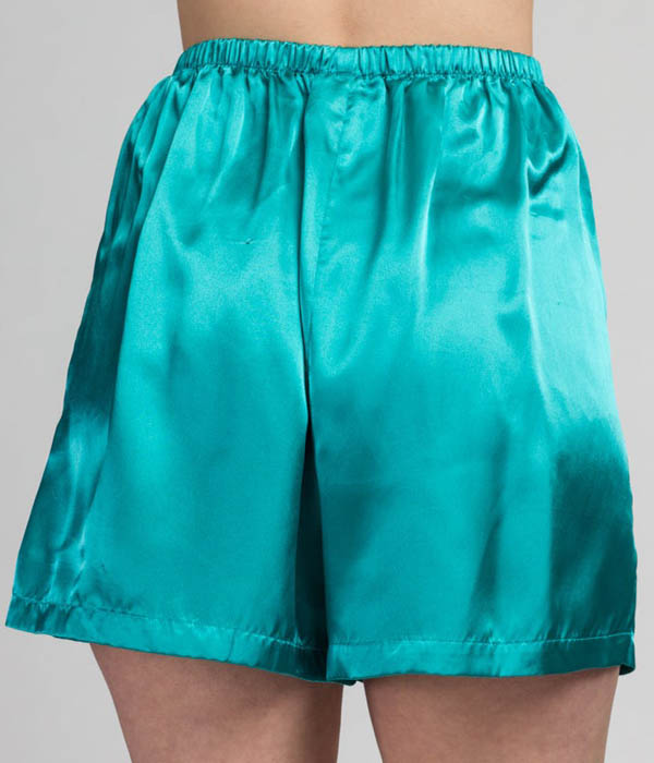 Turquoise Satin High Rise Lounge Shorts 3 1