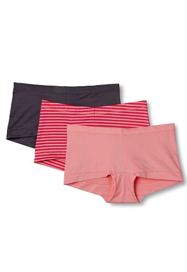 Womens Mid Rise Mixed Color Boyshort Panty 3 Pack 2