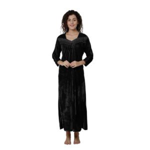 Womens Soft Comfortable Black Nightgown 11