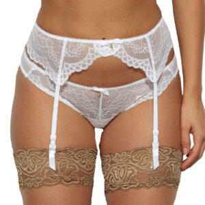 french diana white lace garter belt