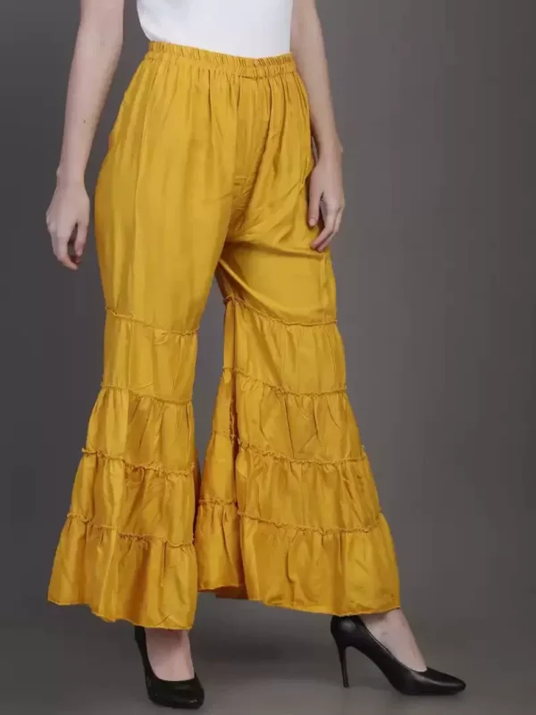 Women Yellow Rayon Trousers