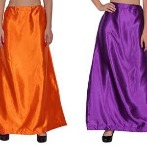 Ladies-Glossy-silk-Underskirt-Combo-Pack-of-2-Orange-Purple -1 jpg